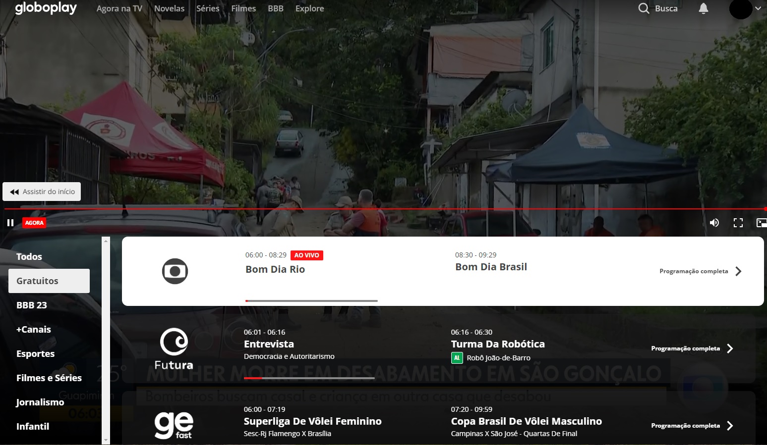 Globoplay offers free channels after registering on the platform