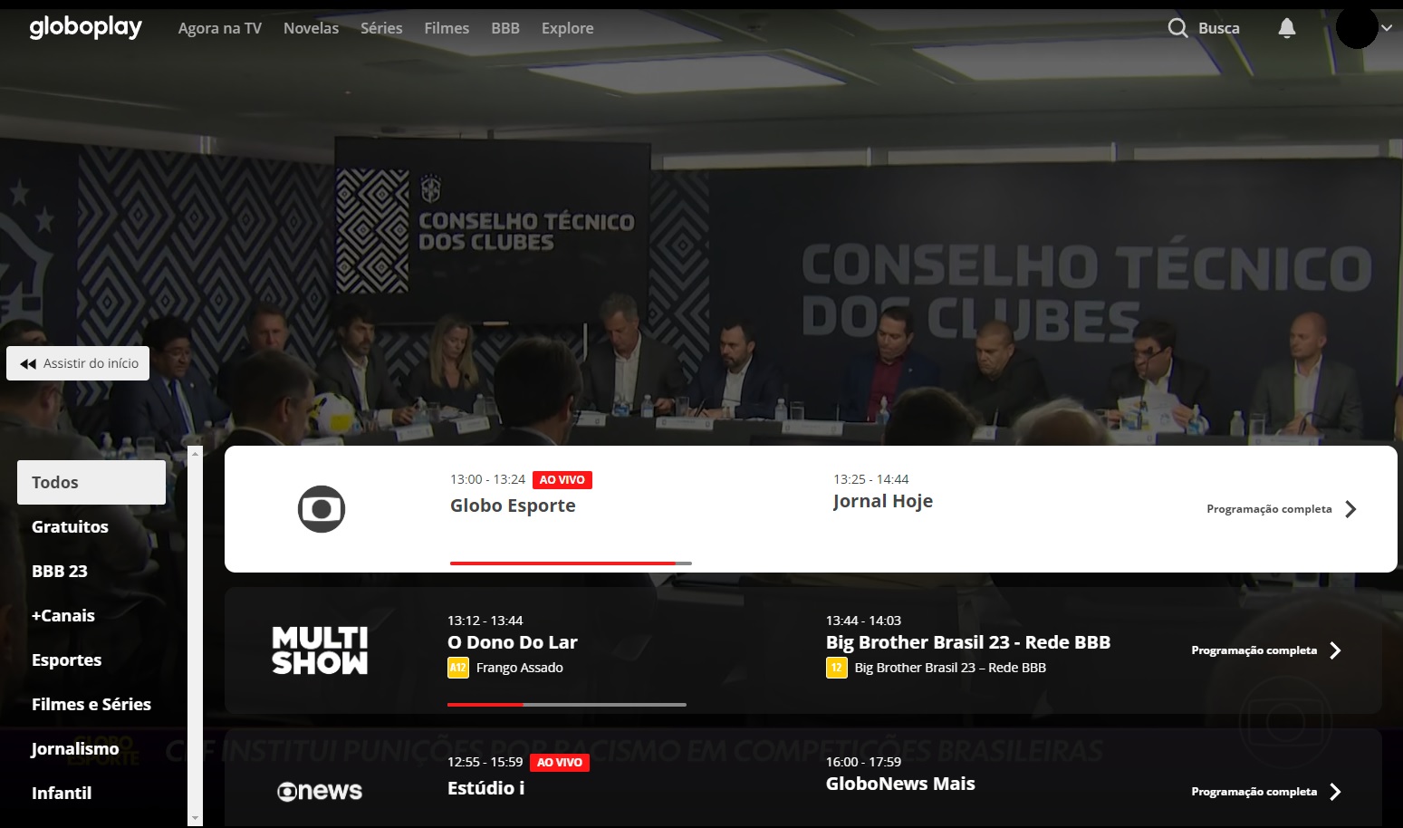 Globoplay provides free streaming of some TV channels