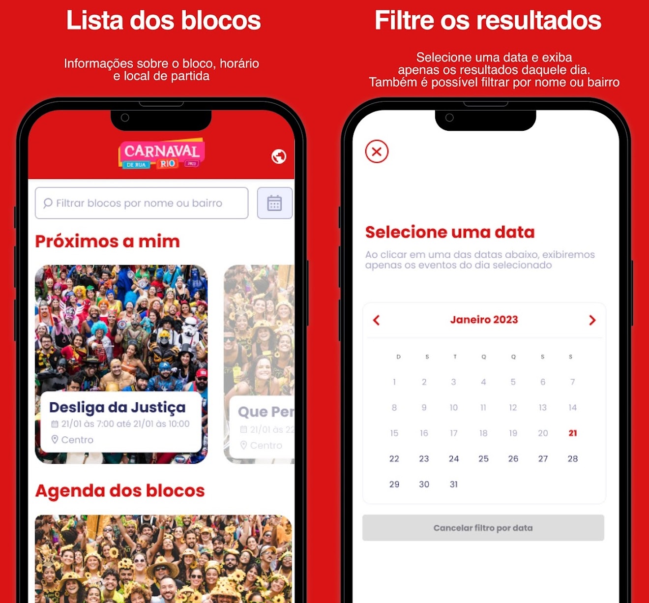 Partiu Bloquimmm is an application that provides information about the blocks during the carnival in Rio de Janeiro.