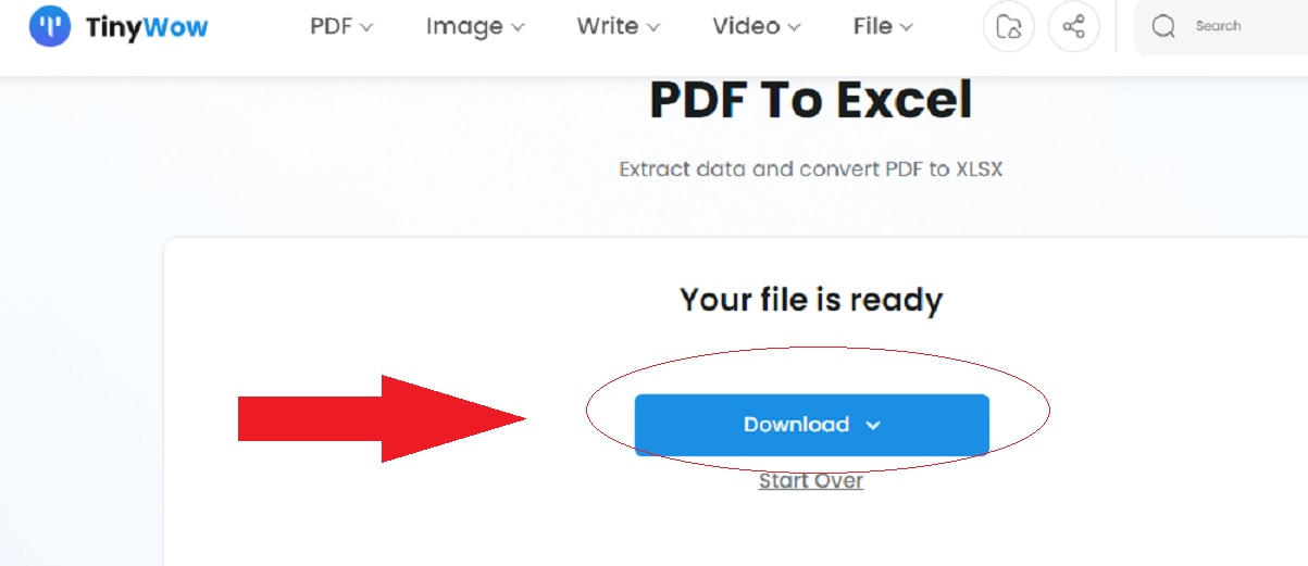 Click Download and save the converted PDF to Excel document