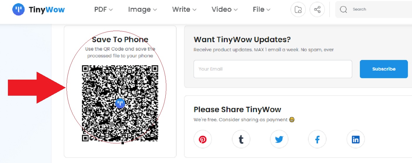 Point mobile phone camera to QR Code and download Excel file to mobile phone