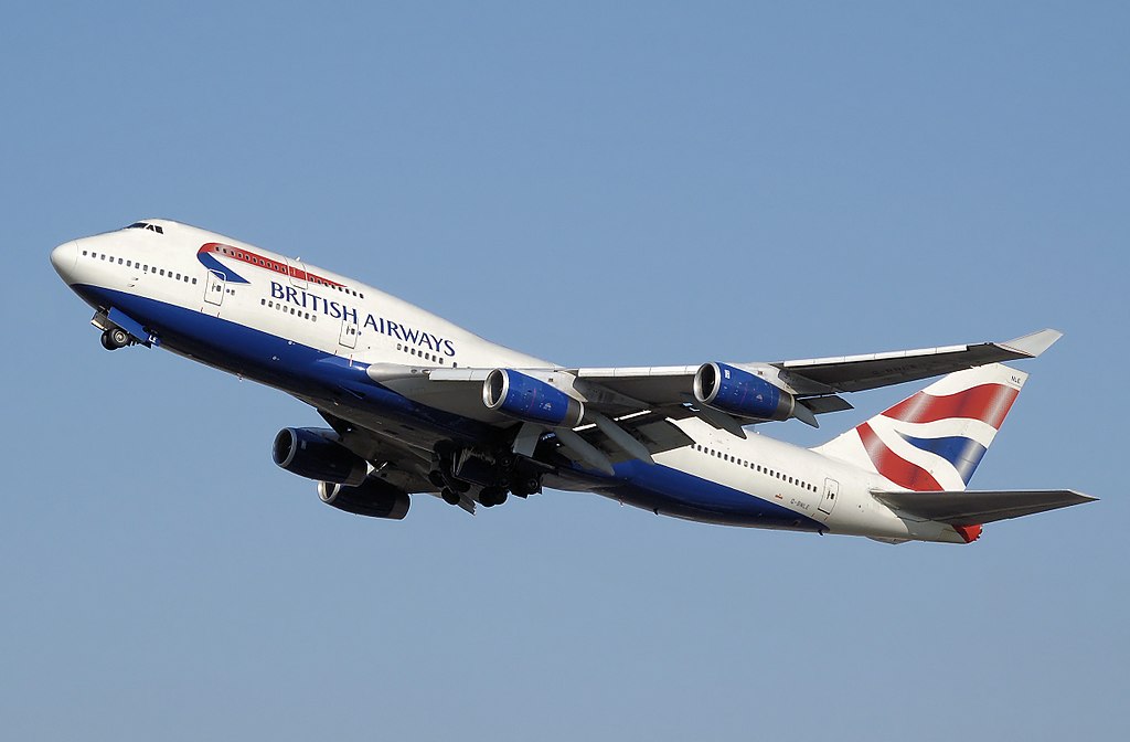 British Airways Boeing 747 takes off from London Heathrow Airport.