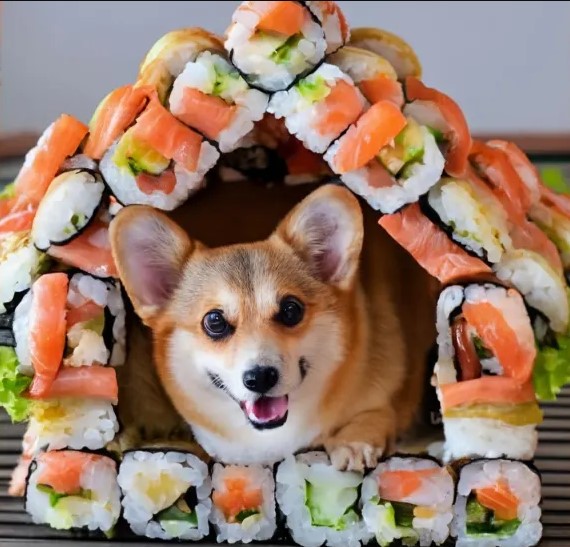 corgi and sushi