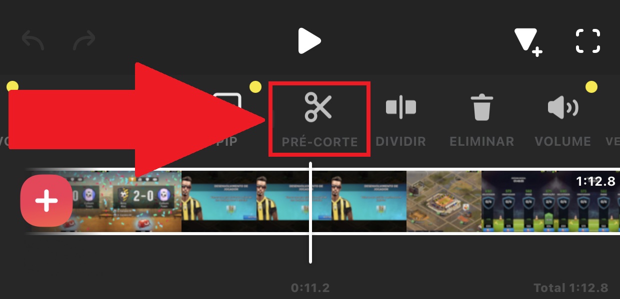 Click on "Pre-cut" to open editing options