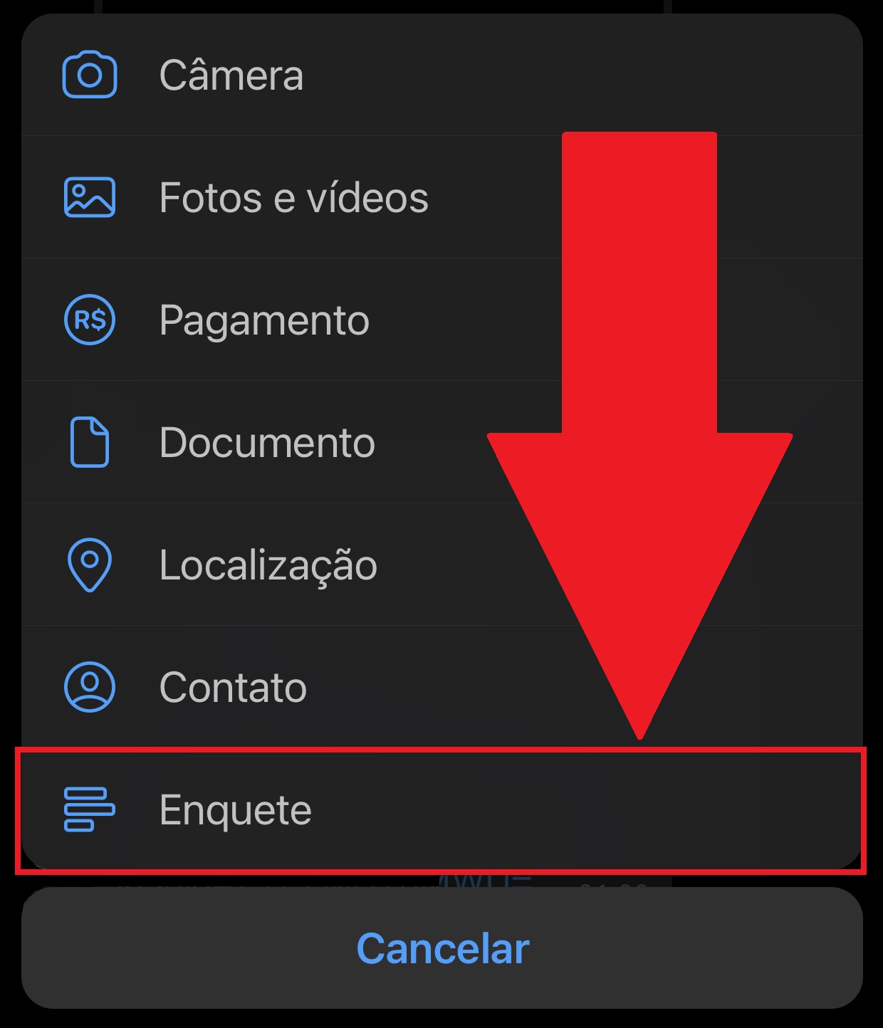 The "Poll" option is the last of the list