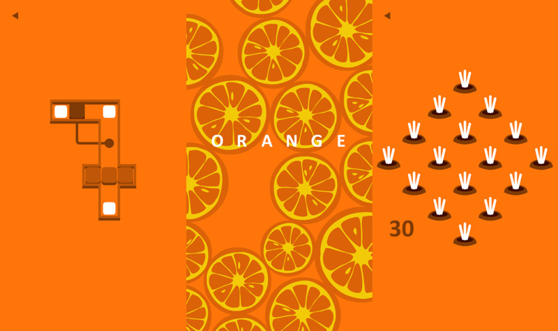 In orange, you must make the screen completely orange in 50 puzzles