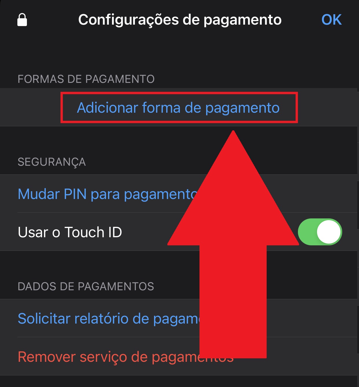 Click "Add payment method" to save the method