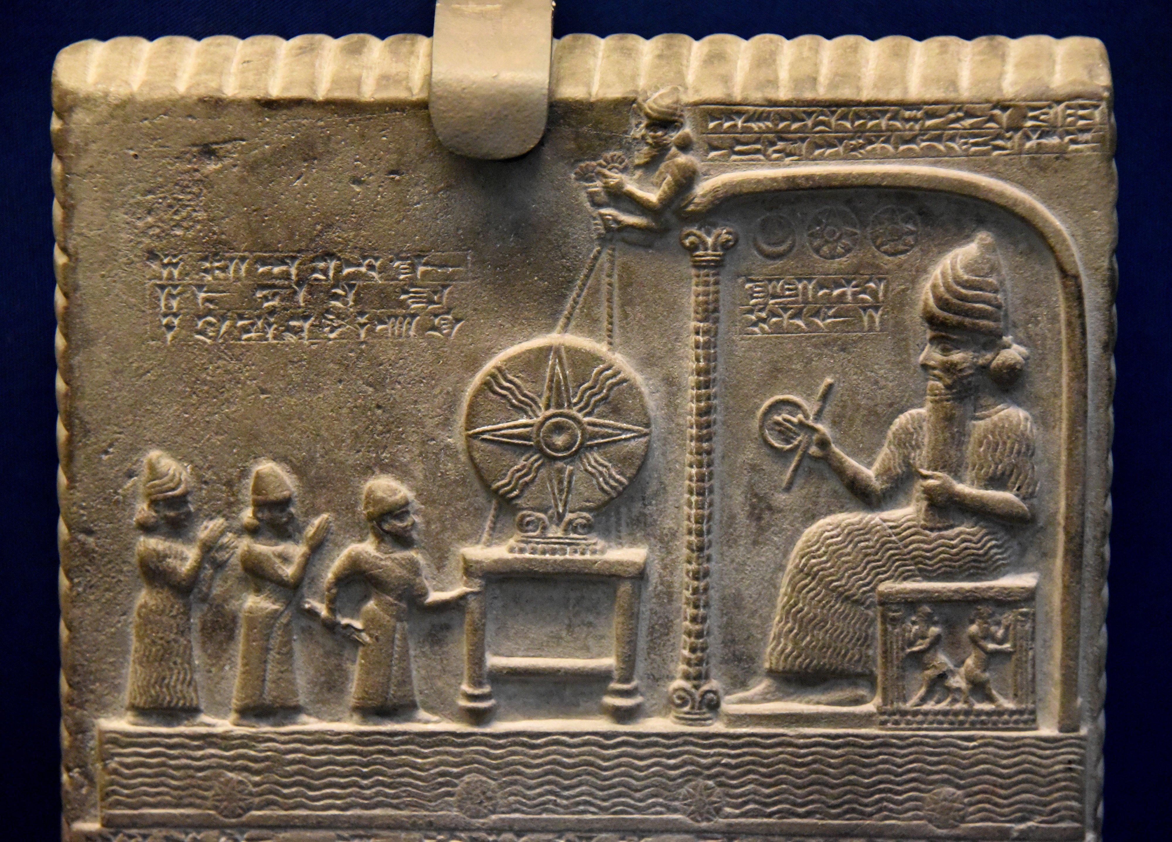 Babylonian tablet from Sippar, built in 870 BC, depicting the sun god Shamash.