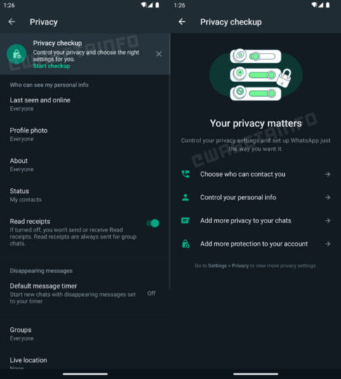 New "Privacy Control" screen
