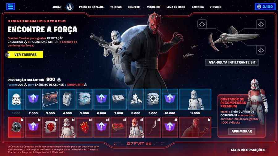 Evento Encontre a Força tem skin de Star Wars de graça em Fortnite