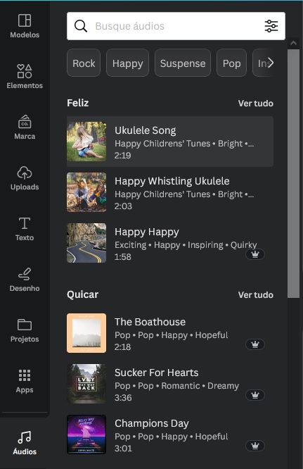 If you have Canva's Pro plan, you can enjoy the entire platform's audio library.
