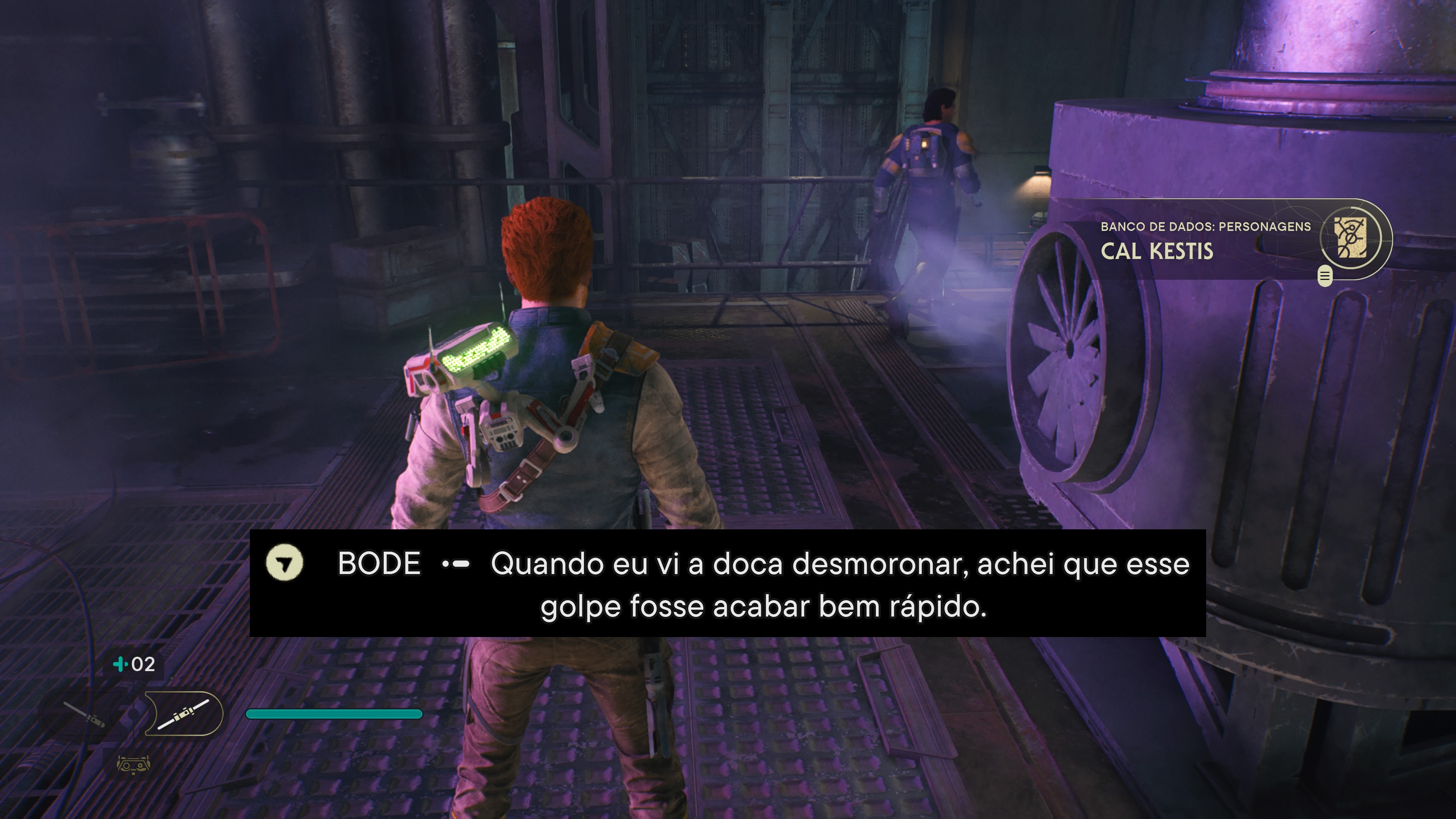 Descrição da Imagem: Uma cena de gameplay onde vemos as setas direcionais das legendas.