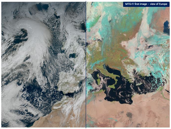First image of European clouds produced by MTG-l1.