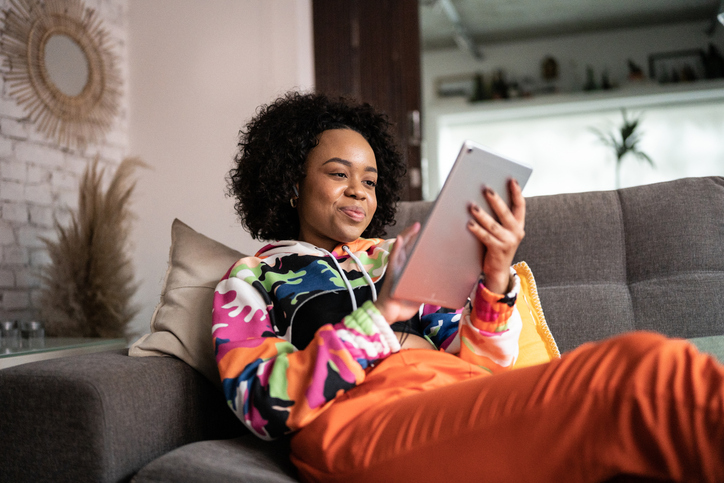 reading a book on a tablet