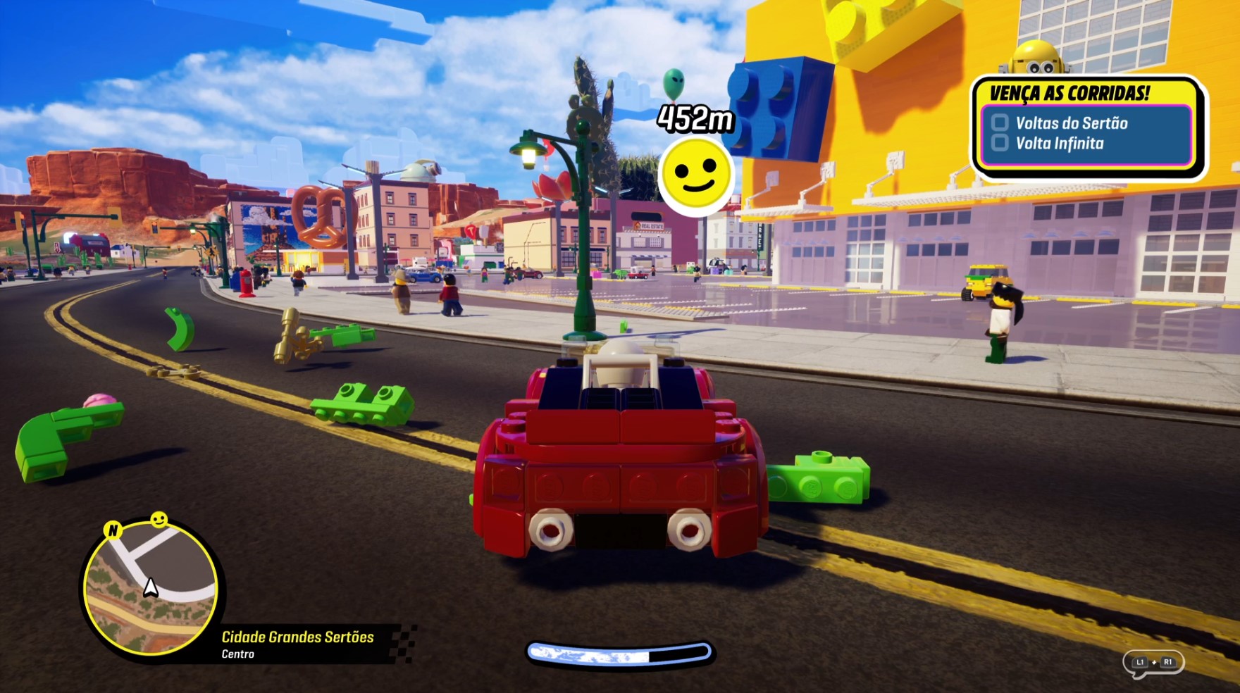 O mundo de LEGO 2K Drive é bastante ativo