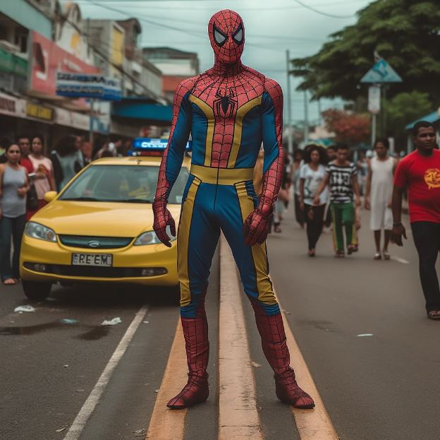 Apenas um herói da Marvel em meio ao povo brasileiro.