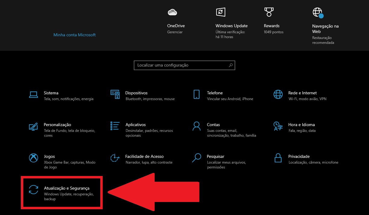 Click "Update & Security" to access Windows Defender options