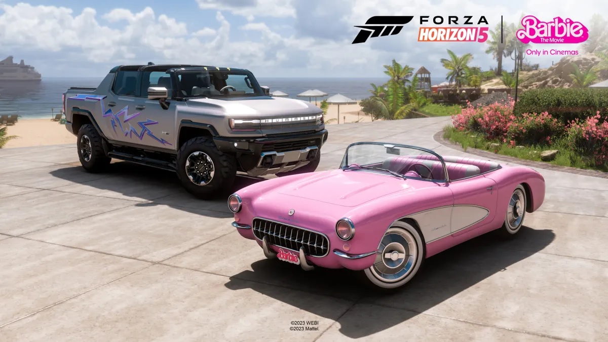 Parceria entre Barbie e Forza Horizon 5.