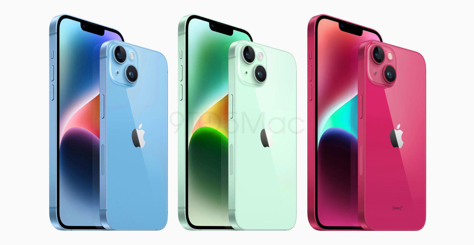 Possíveis cores novas dos modelos de iPhone 15.