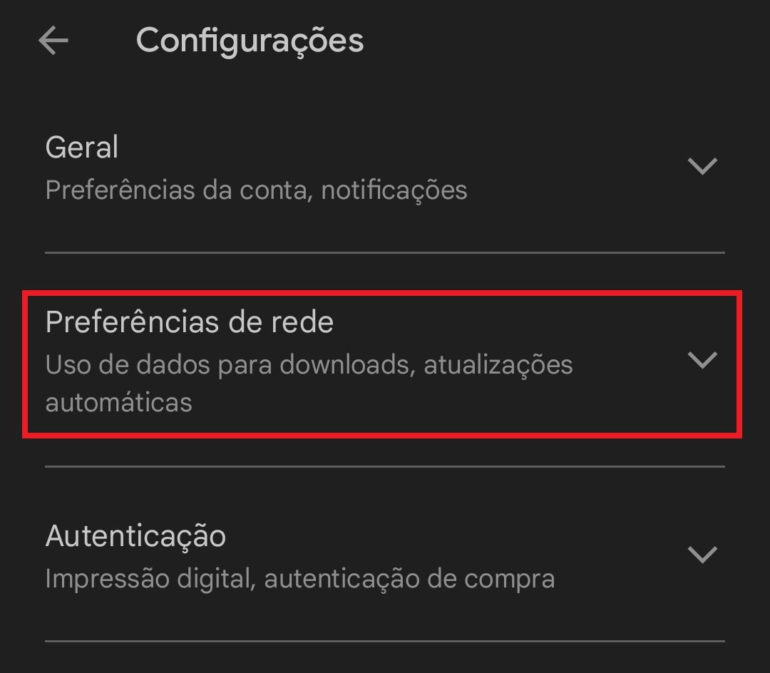 Aperte em "Preferências de rede" para ter acesso a mais opções