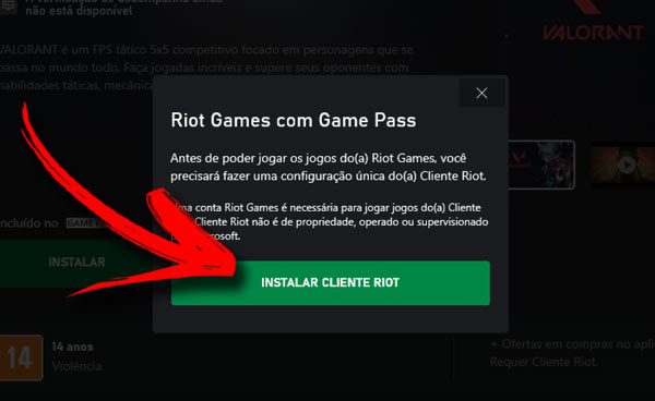 Caso ainda não tenha o app da Riot Games instalado, será necessário fazer a instalação do launcher