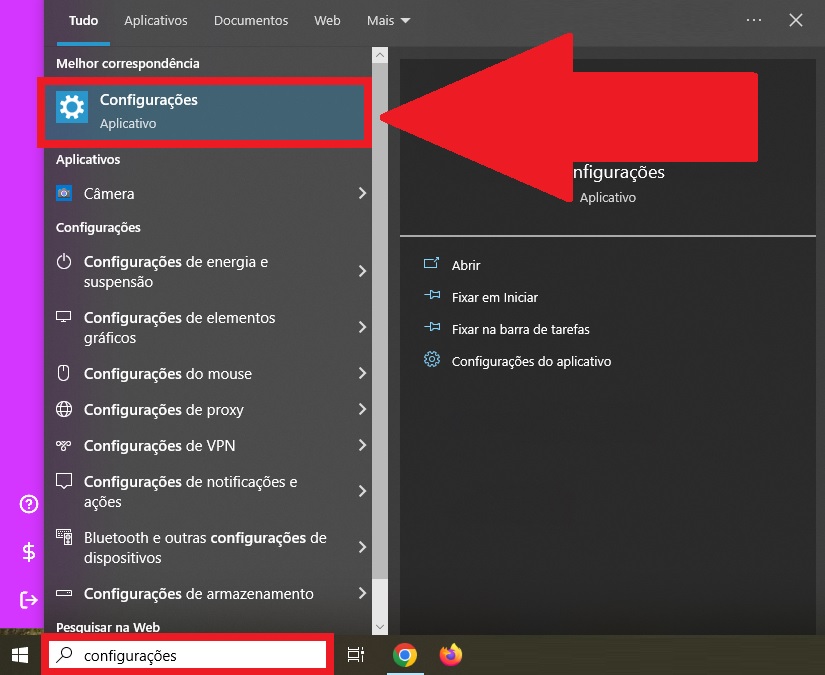 Procure pelo menu "Configurações" para acessar as outras opções