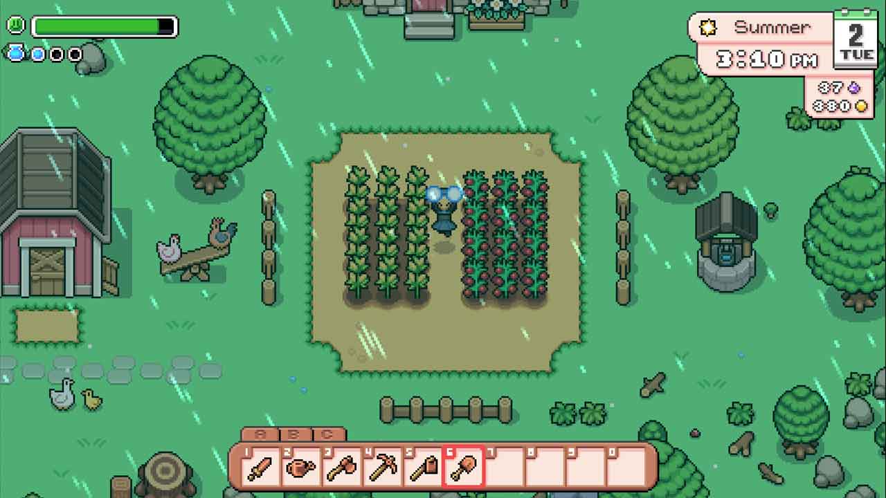 In Fields of Mistria, it is possible to use spells to speed up harvesting
