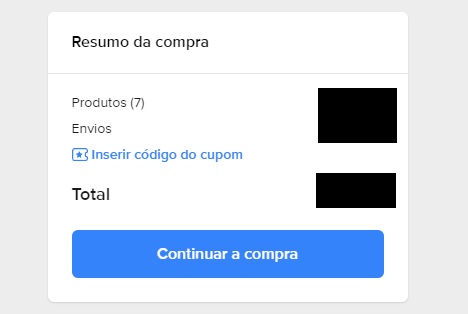 Depois de terminar a escolha dos produtos, clique em "Continuar a compra"