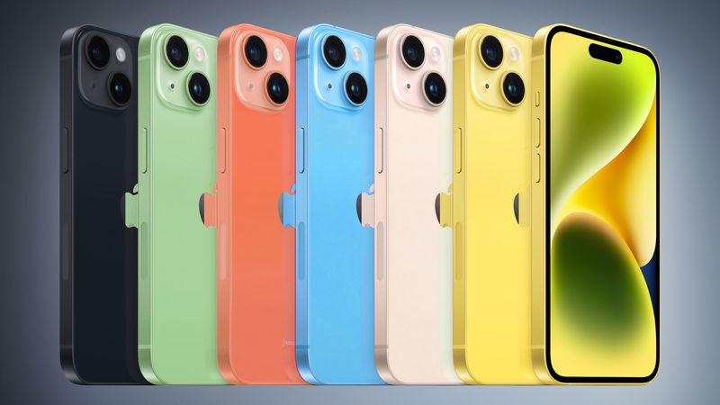 Supostas cores do iPhone 15.