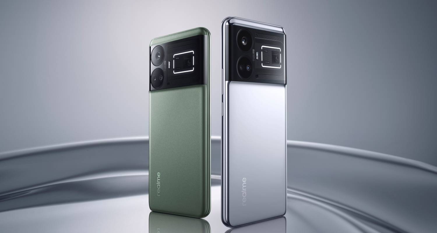 Realme GT5 será lançado nas cores verde e prata.