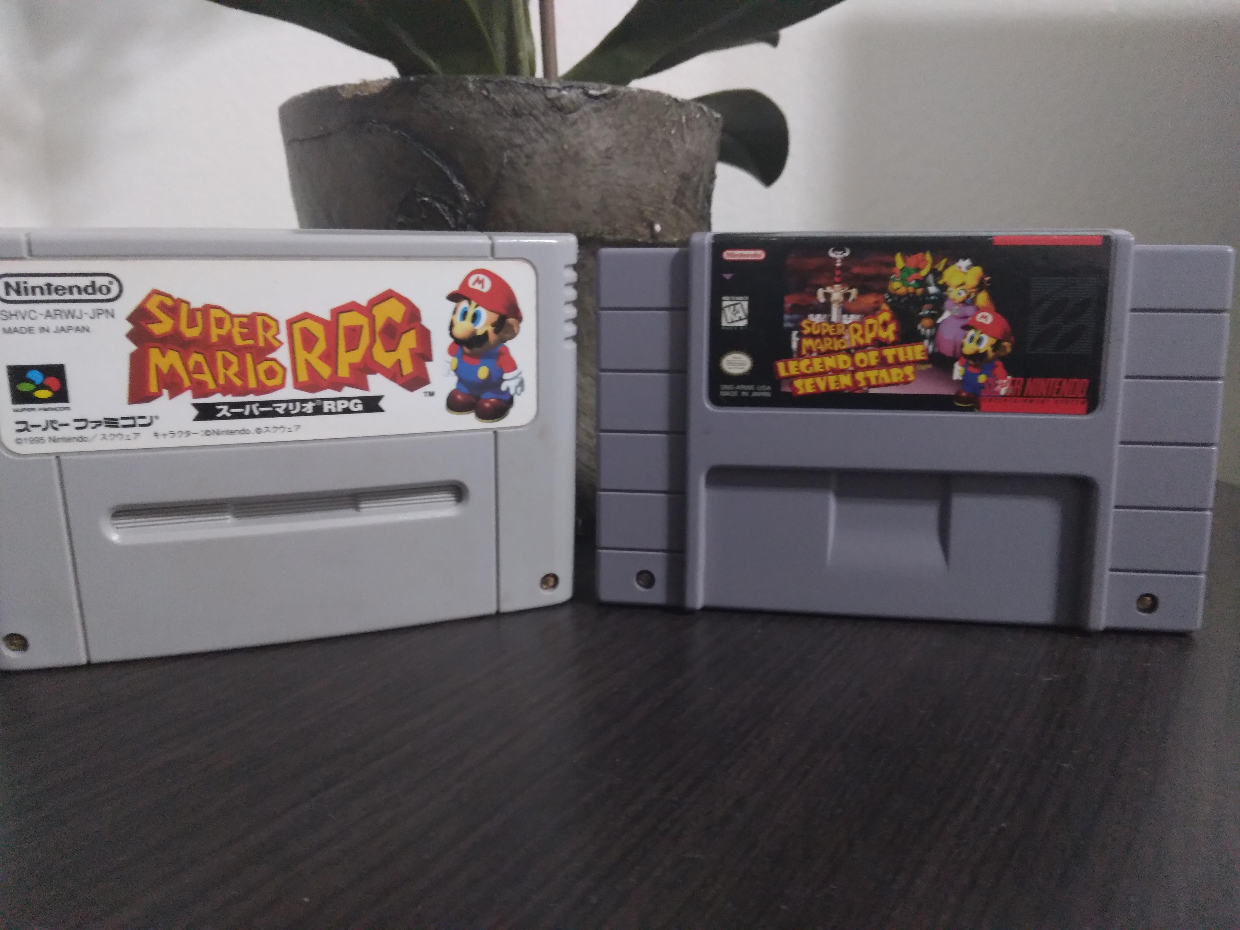 Japanese and American SNES cartridge, respectively.