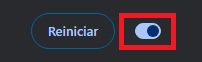 É preciso mudar a chave para ativar a opção de aceleração de hardware