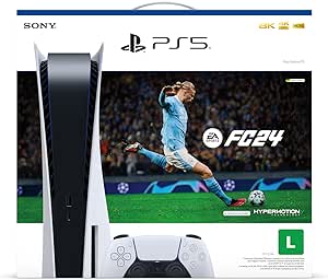 Image: Sony PlayStation 5 console + EA Sports FC 24 game