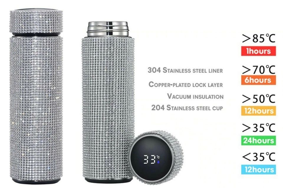 Creative Diamond Thermo Digital Bottle.