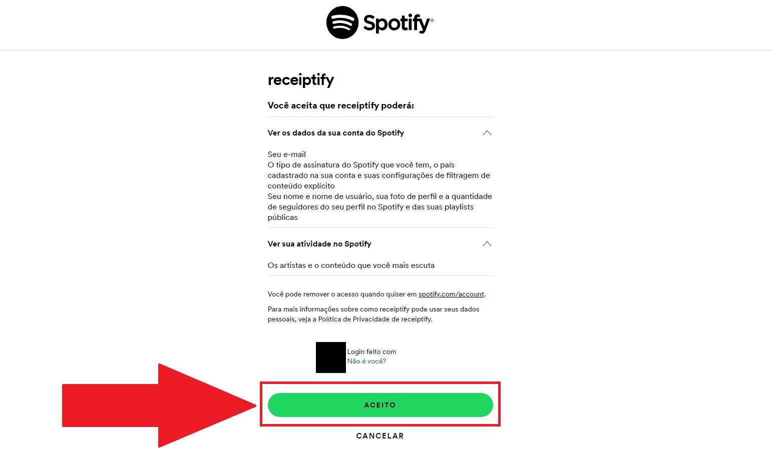 Scroll down to find the button where you accept the site's terms