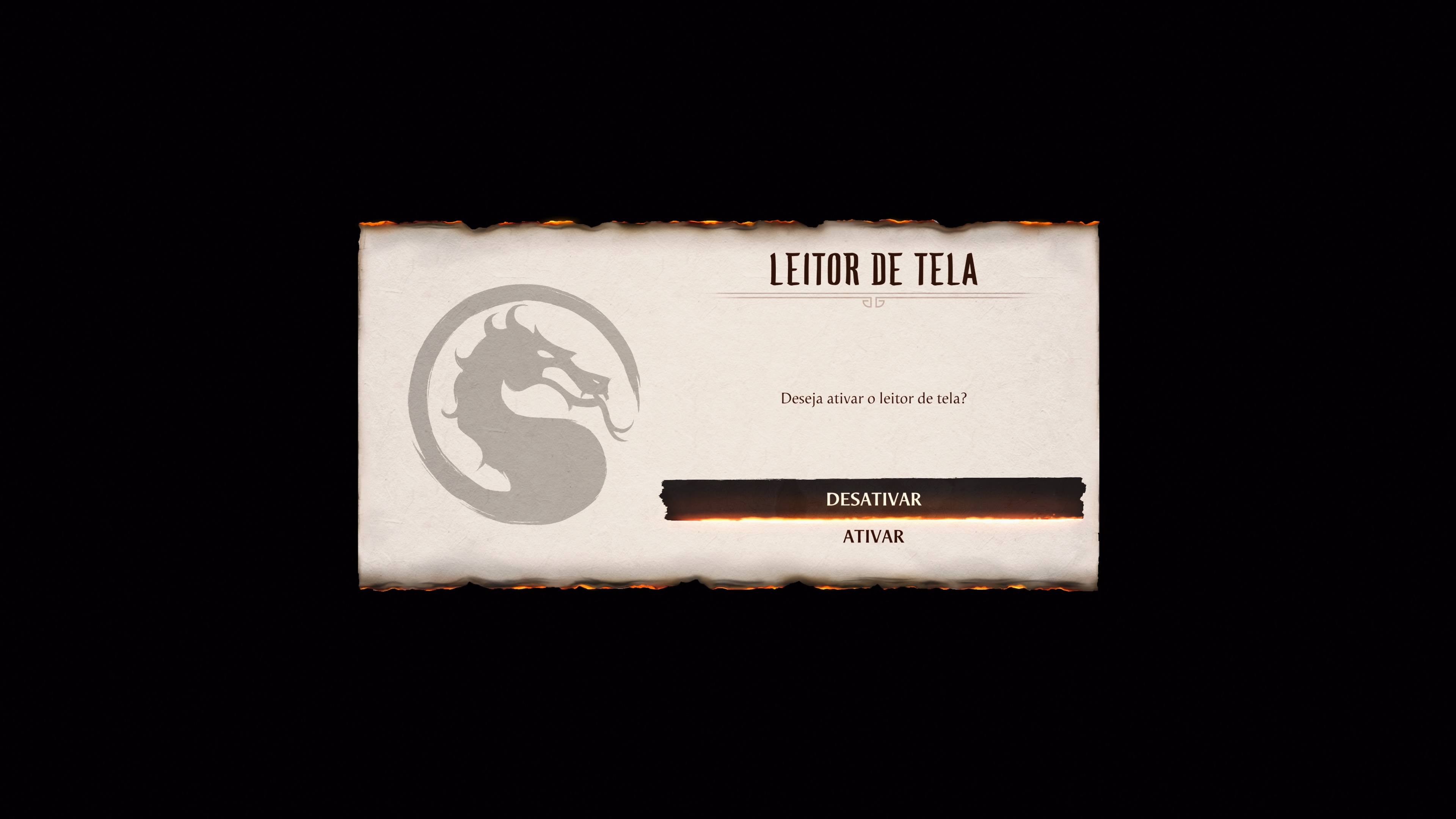 Descrição da Imagem: Menu do leitor de tela do jogo