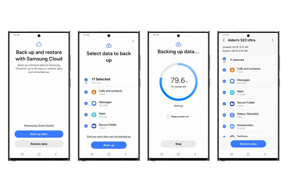 O Backup Temporário da Samsung permite salvar uma quantidade ilimitada de arquivos por até 30 dias.