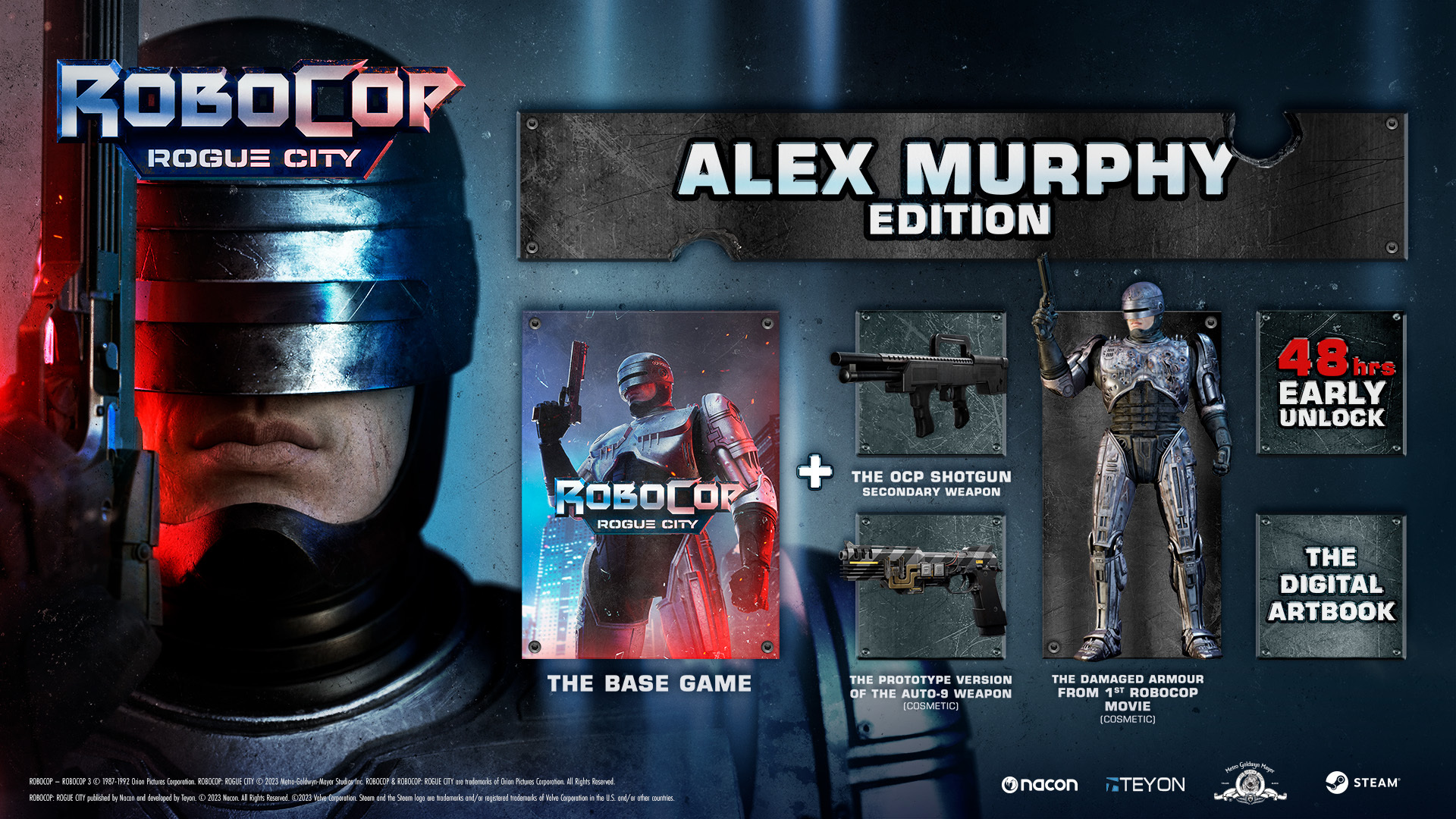 In the image, the Alex Murphy Edition set has exclusive items in addition to the game's art book.