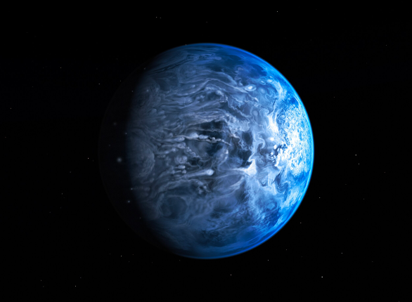 Esta ilustração mostra HD 189733b, um enorme gigante gasoso que orbita muito perto de sua estrela hospedeira HD 189733.