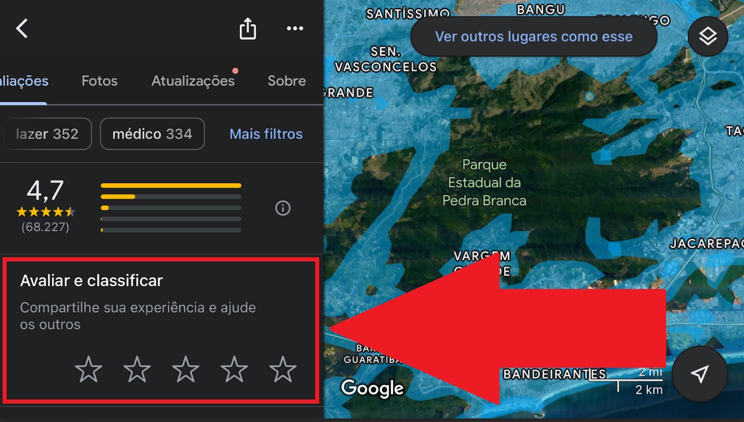 Você também pode avaliar os locais que visitou