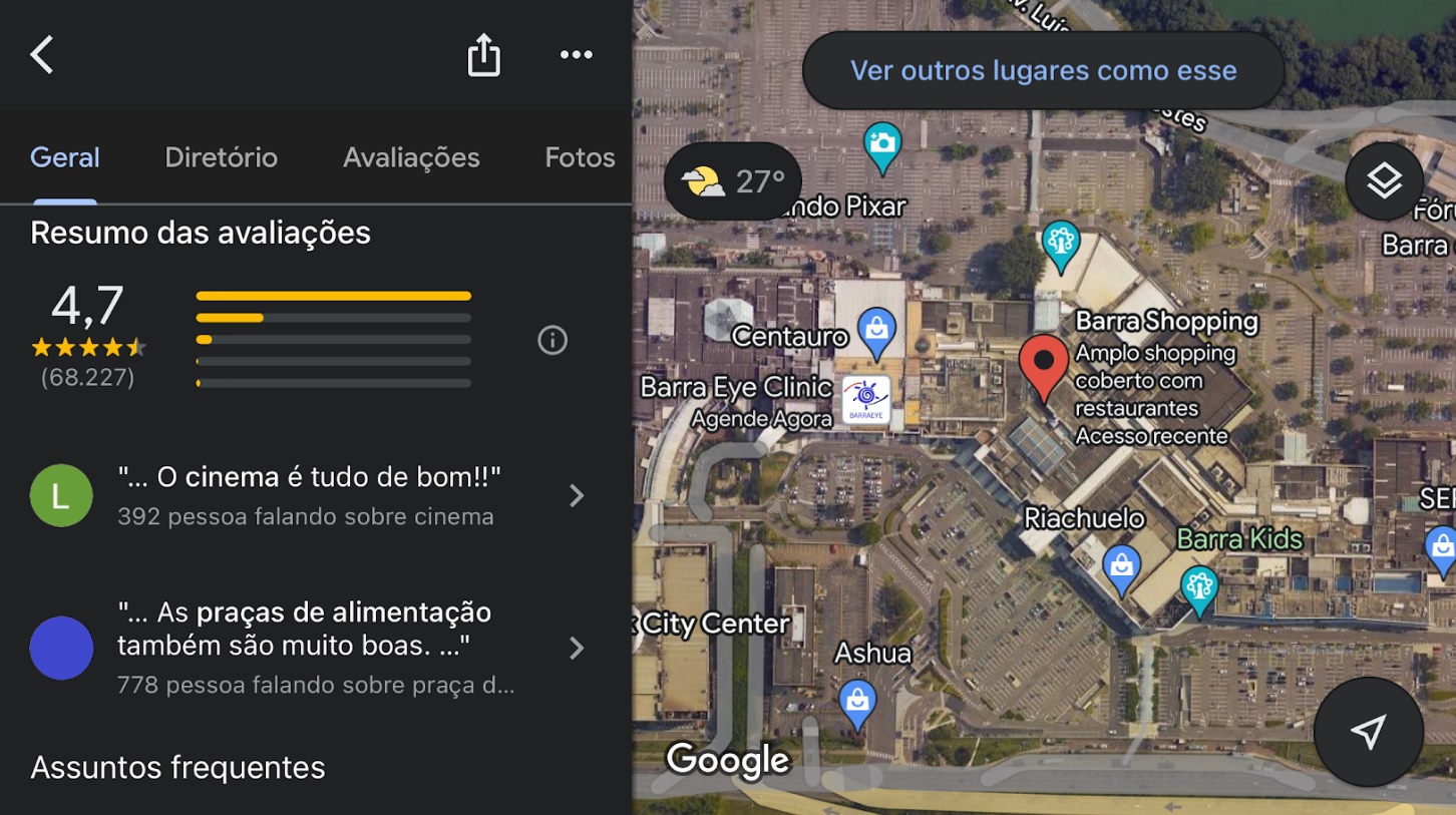 É possível conferir a avaliação de outros usuários sobre um determinado local