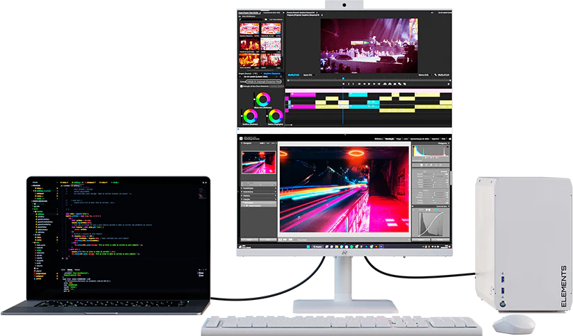 Get more workspace with Elements' dual monitors.