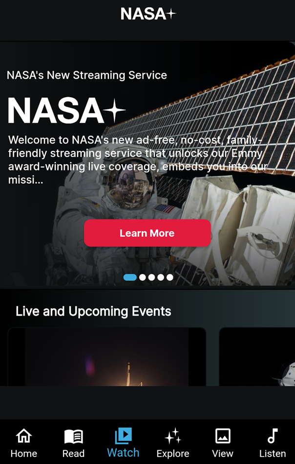 Just select the NASA Plus content you want to watch in the next tab.