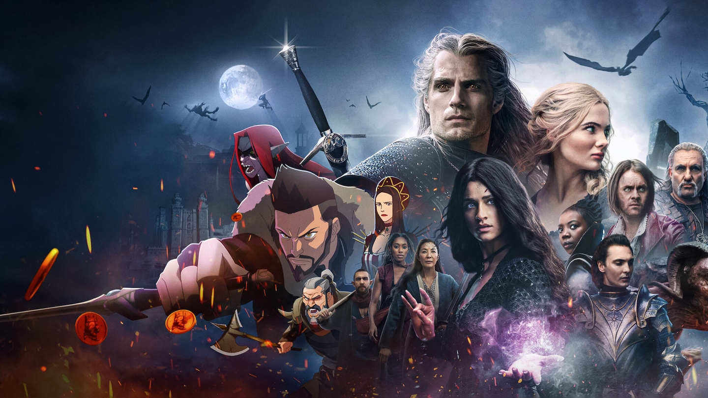 Algumas das produções da franquia The Witcher disponíveis na Netflix.