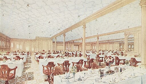 Sala de jantar da segunda classe. (Fonte: Wikimedia Commons/Reprodução)
