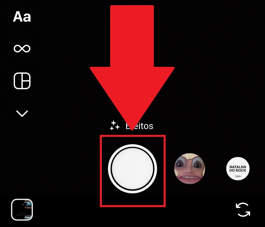 Use o botão central para gravar um vídeo ou tirar uma foto para ser enviada pelo modo de visualização única