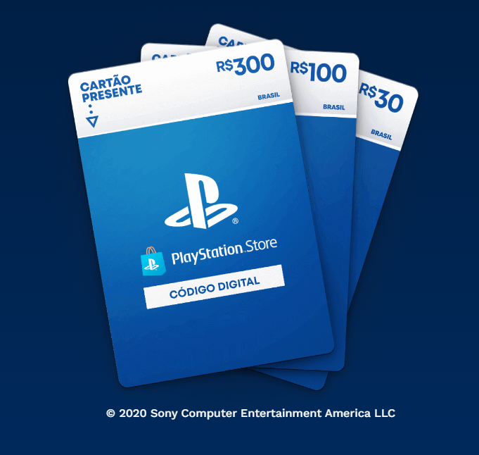 Gift Cards de créditos para a conta da PlayStation.