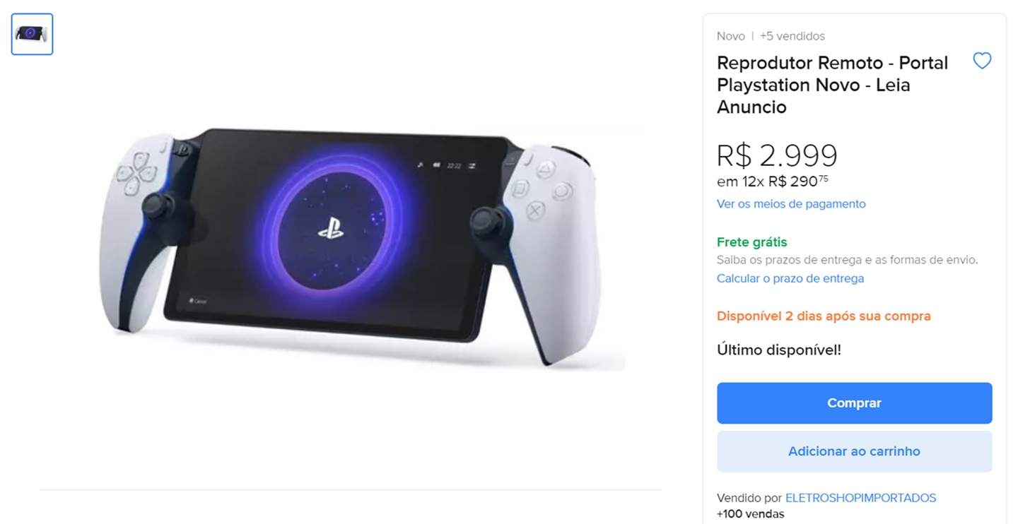 PS Portal 'chega' ao Brasil mais caro que o PS5 no Mercado Livre