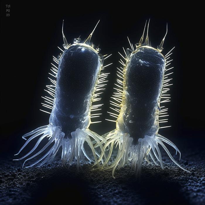 Representação de dois organismos eucarióticos primordiais. (Imagem: Eureka Alert)
