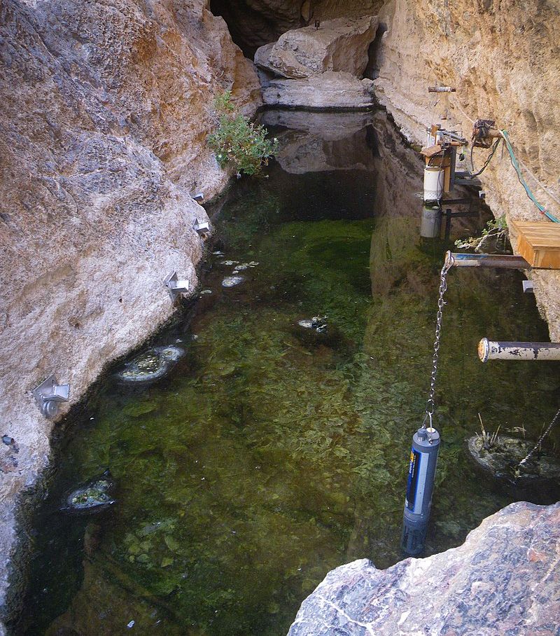 Piscina rasa na entrada da caverna é o lugar preferido do peixinho. (Foto: Wikimedia Commons)
